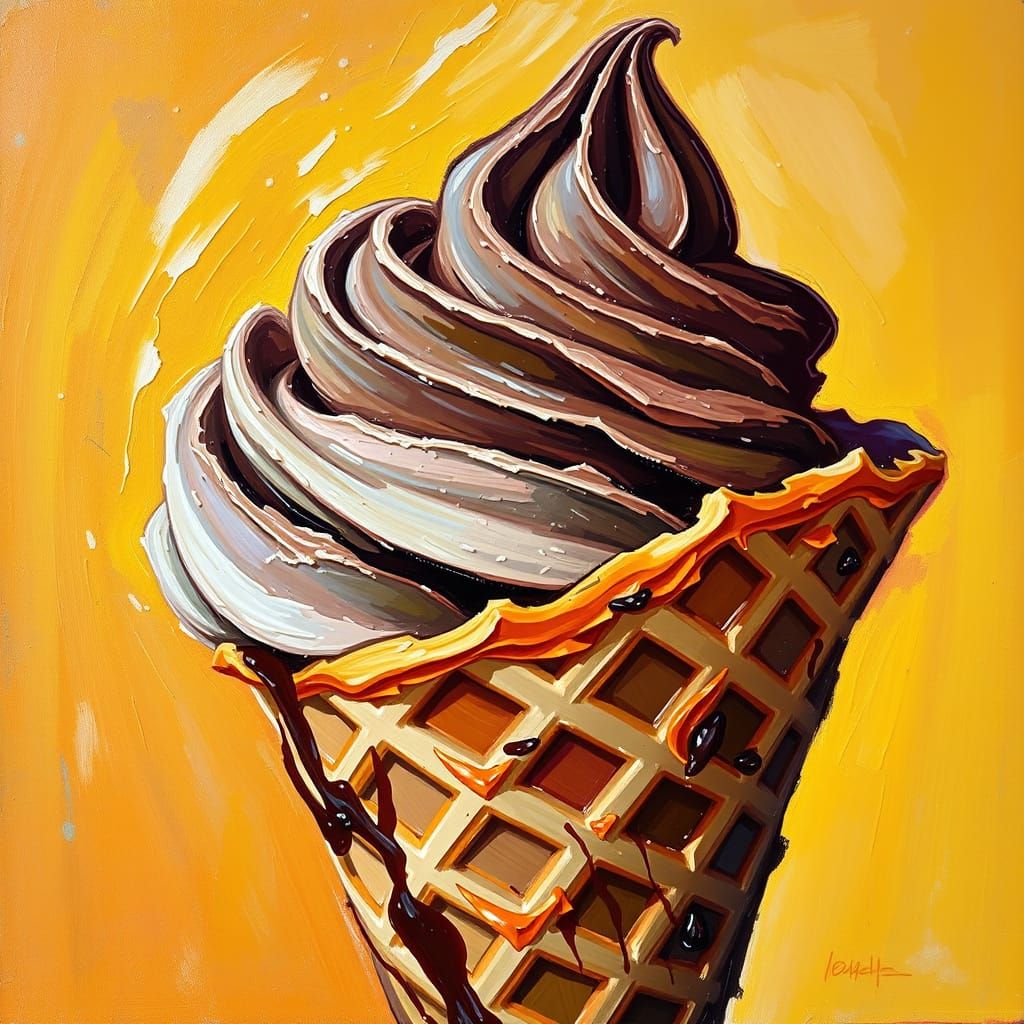 Chocolate Soft Serve in Neo-Impressionistic Style