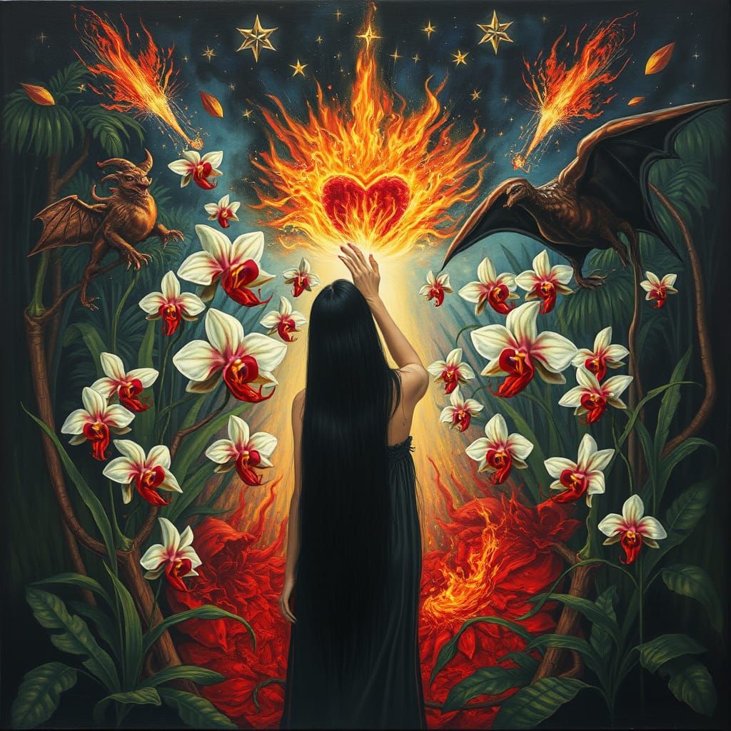 Surreal Schizophrenic Woman in Jungle Bloodstorm