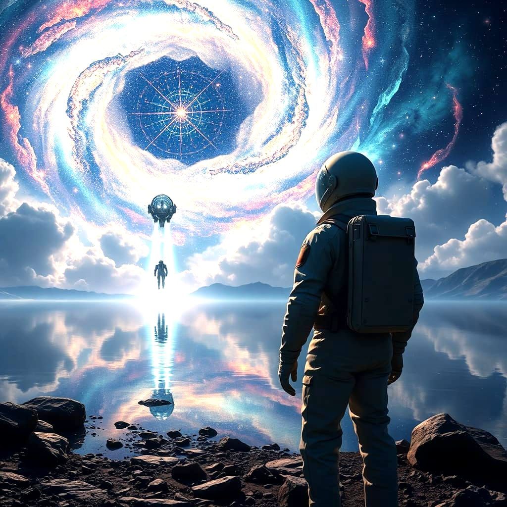 Cosmic Reunion on New Earth: Digital Astral Illustration