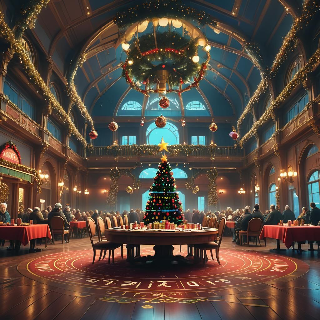 Cinematic Christmas Bingo Hall in Opulent Style