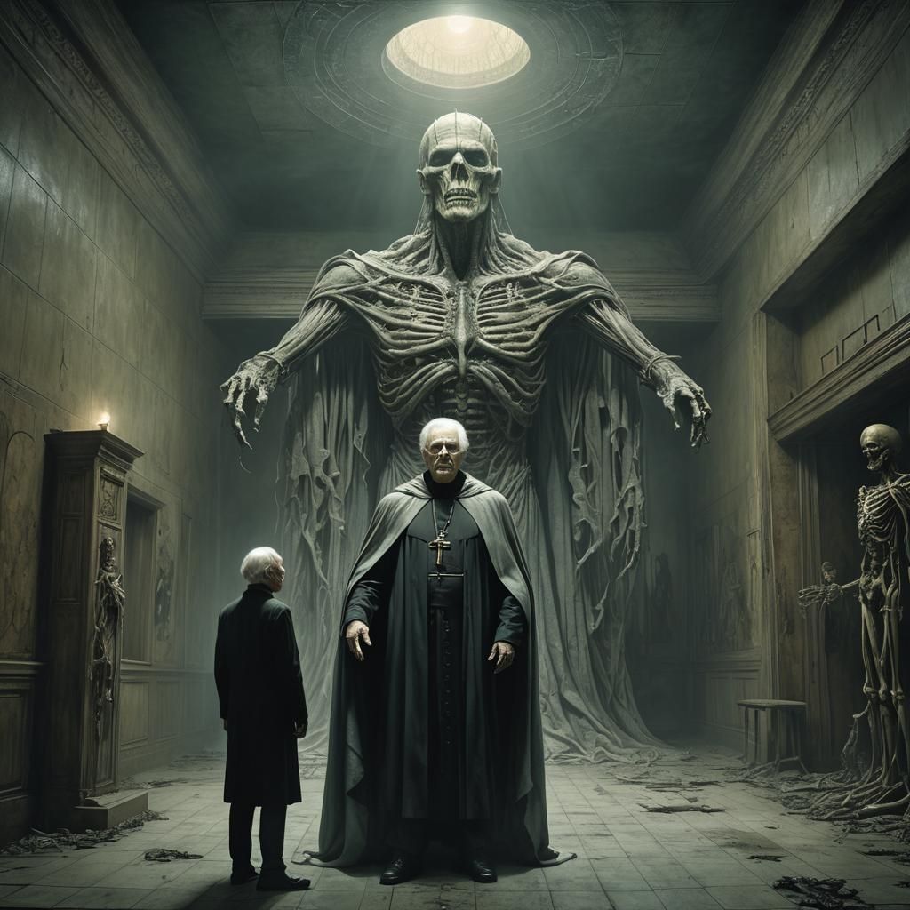 Ominous Showdown: Father John and Possessed Marilyn