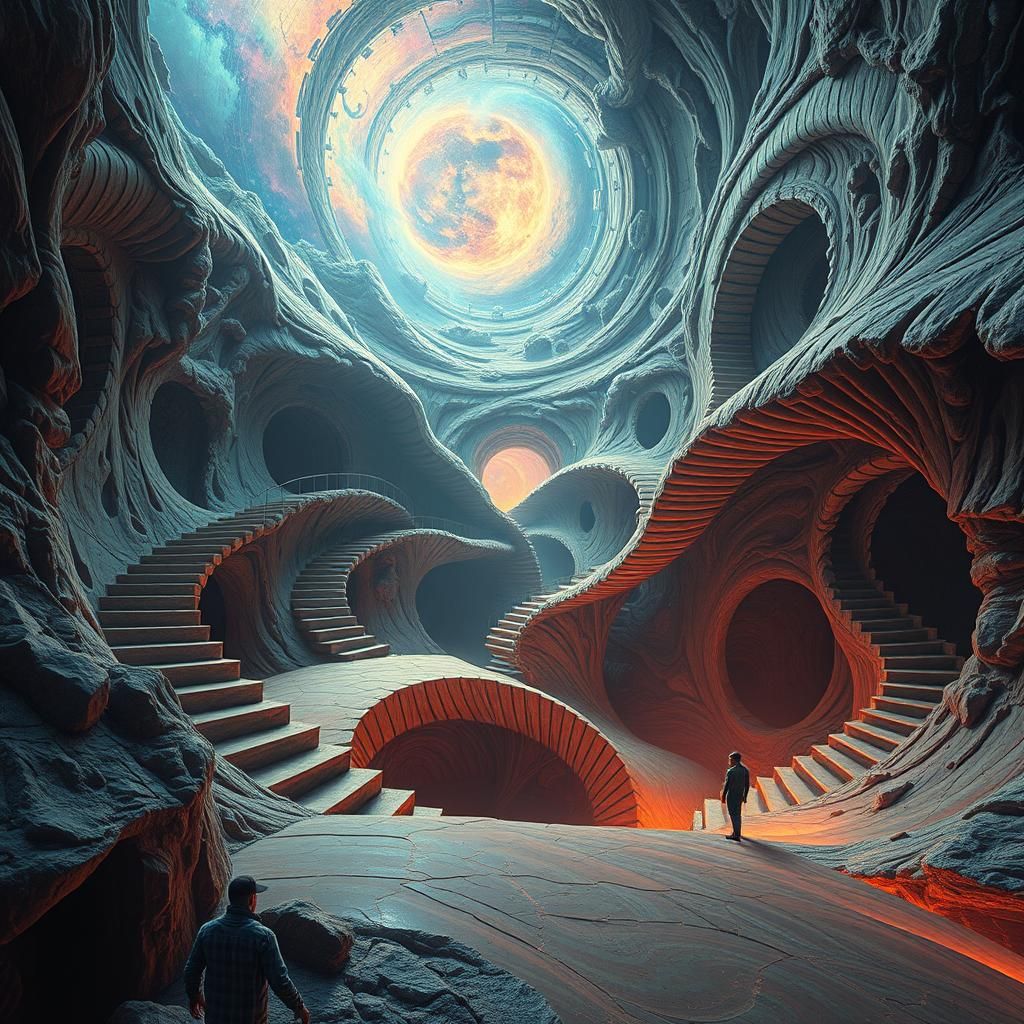 Warped Surreal Landscape with Eerie Lights