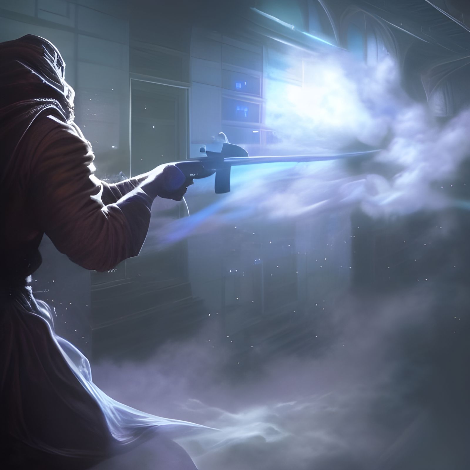 Sci-Fi Wizard with Gun Concept Art in 8k