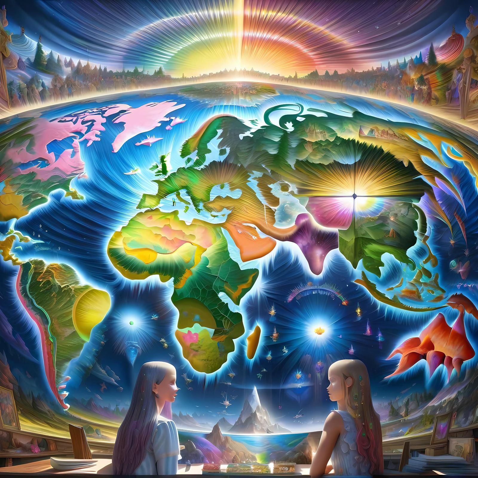 Psychedelic Mercator Projection Map in 8K Resolution