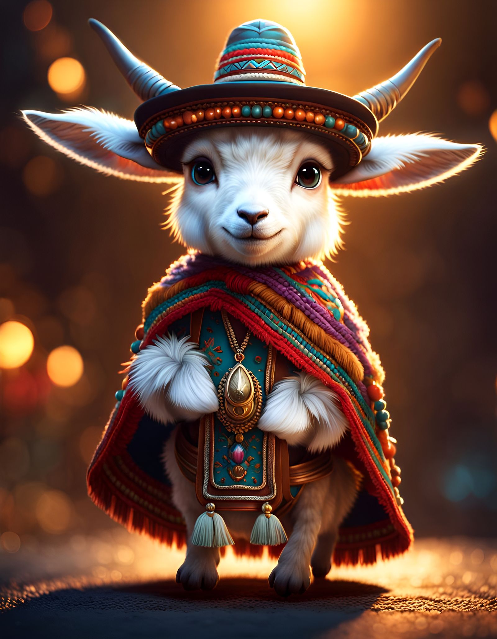 Goat in a Sombrero and Poncho