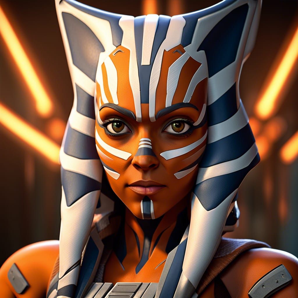 Realistic Ahsoka Tano in Detailed Comic Style