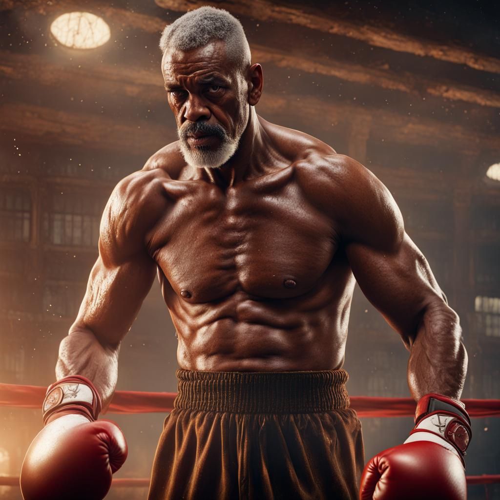Boxer and Trainer: Detailed Matte Painting