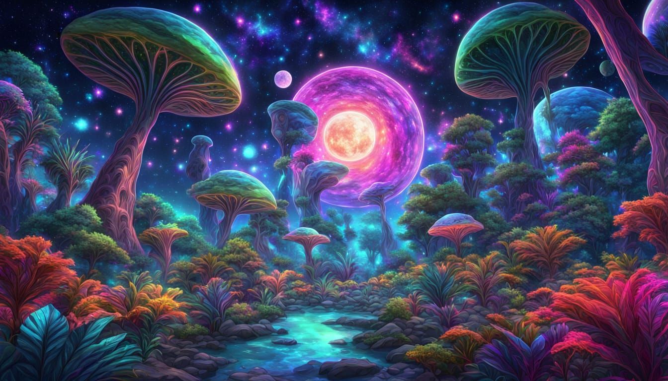 Alien Planet Exploration in Freas Style