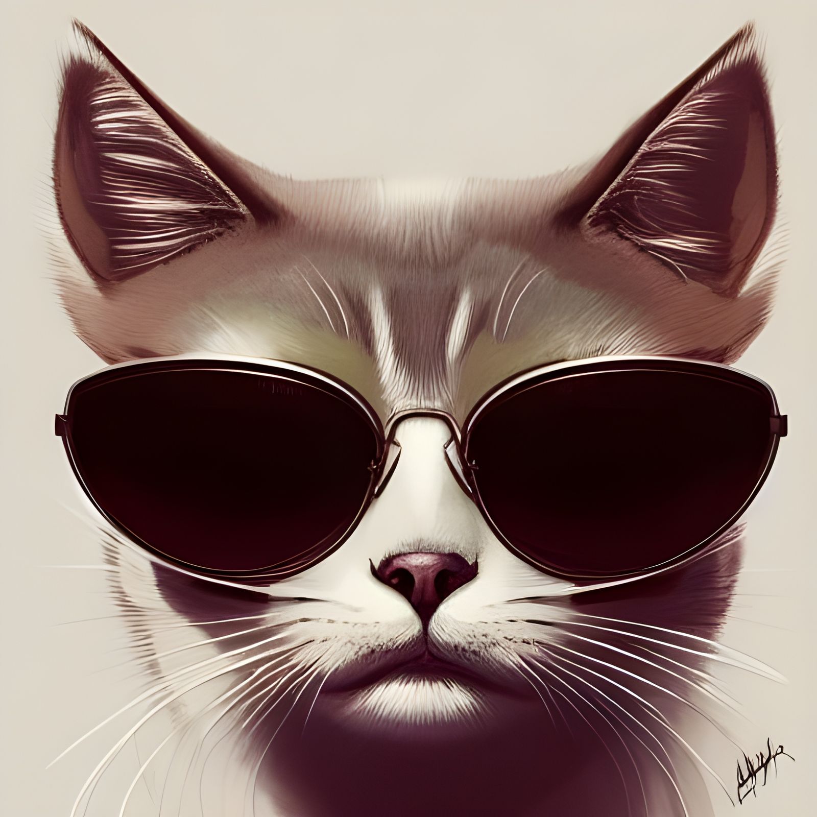 Kitty in Shades: Hyperdetailed Portrait in Dynamic Lighting