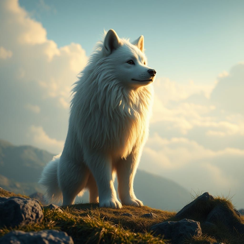 Majestic Floof Doggo in Sprawling Landscape