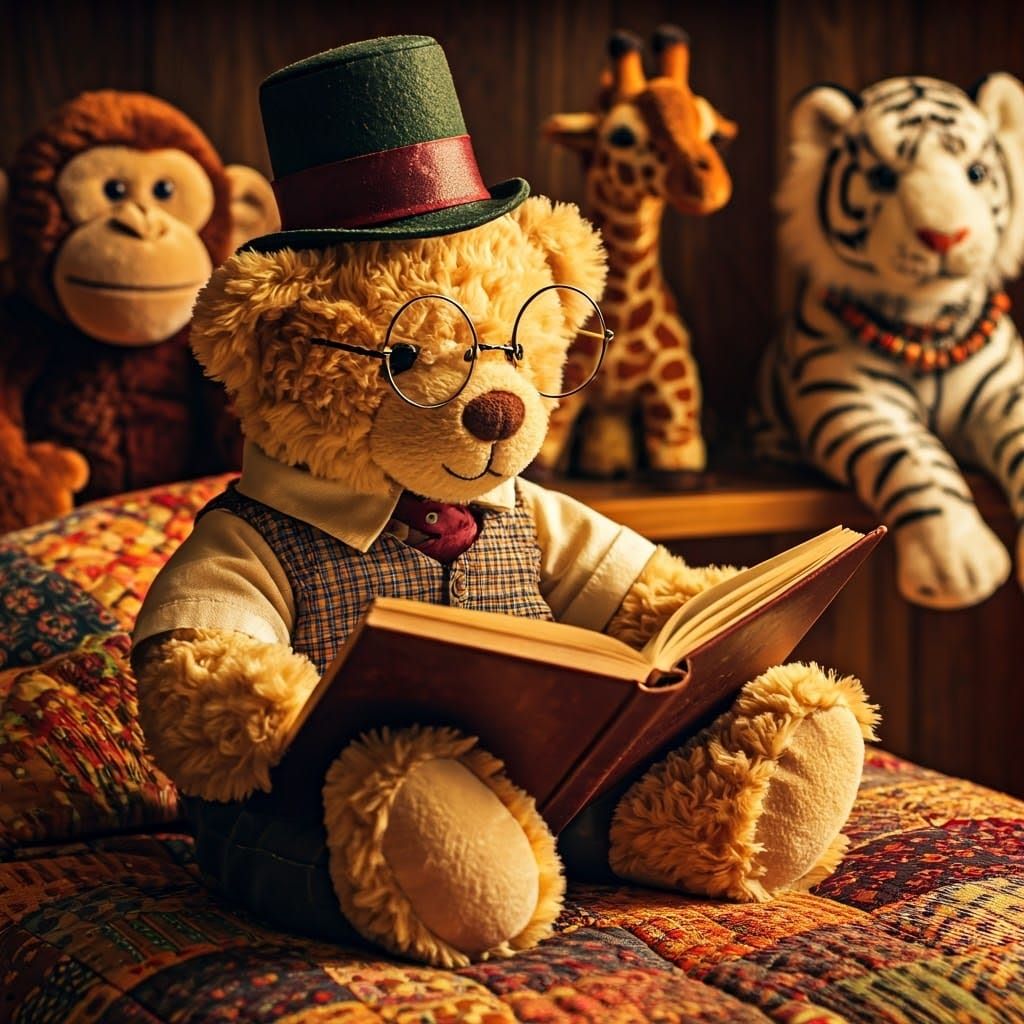 Teddy Bear Reader in Beatrix Potter Style
