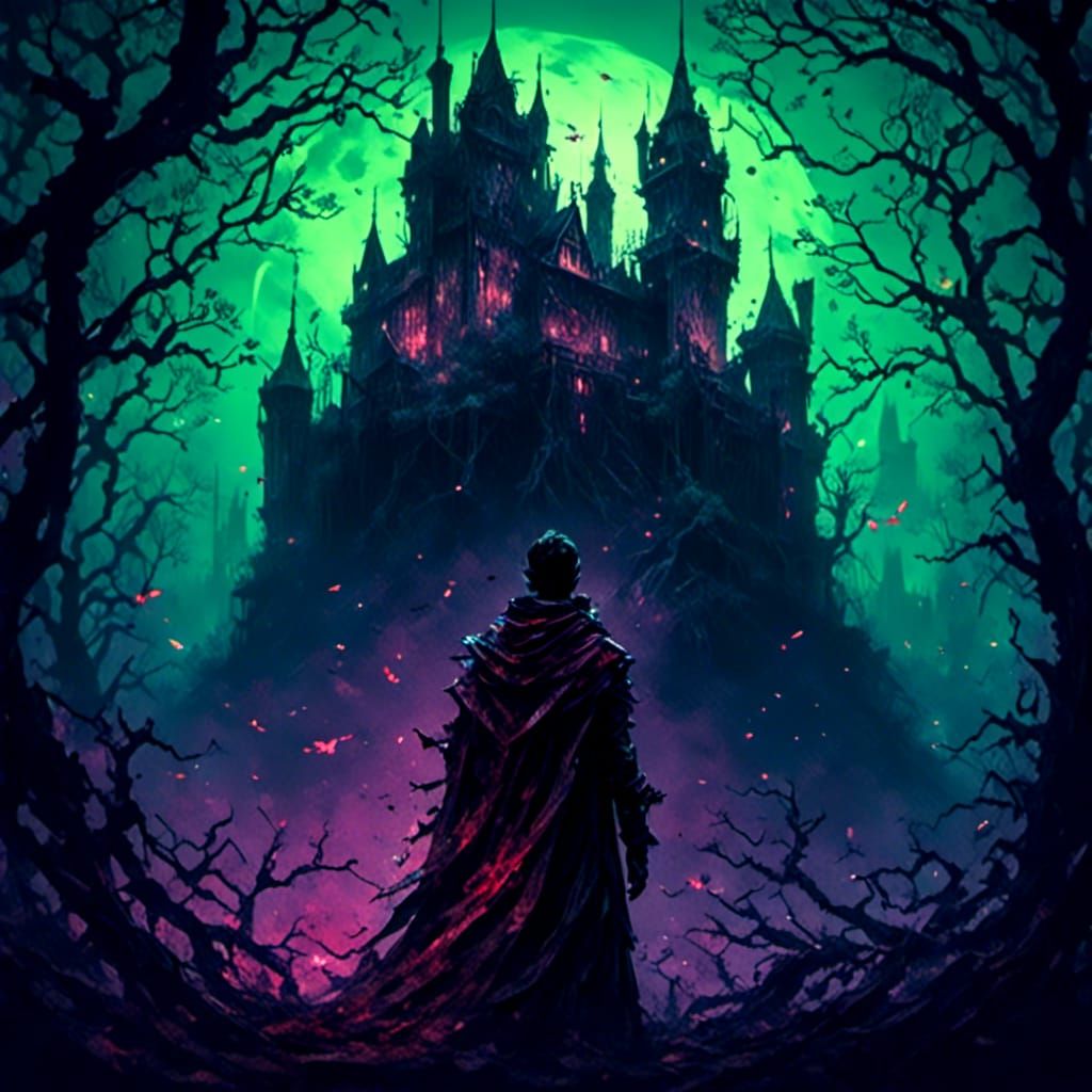 Eerie Forest Castle with Fairies and Prince