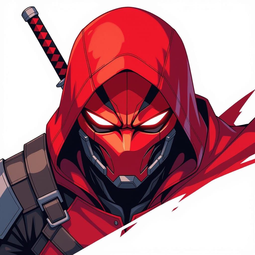 DC Red Hood Helmet Anime Illustration Full Body