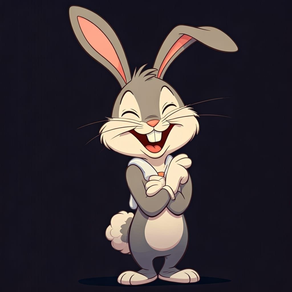Laughing Bunny in Cartoon Style