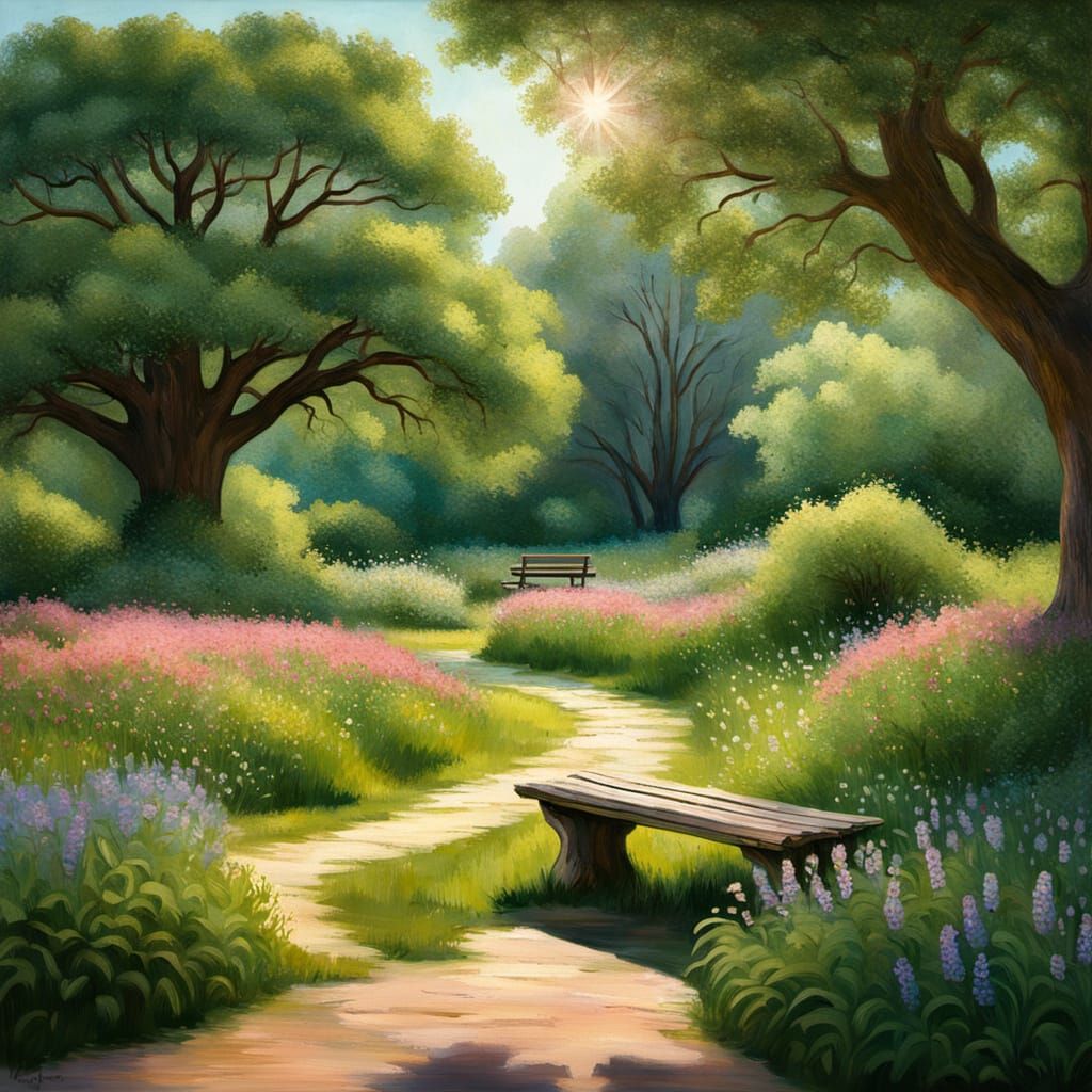 Peaceful Meadow Retreat with Stream and Oak Tree