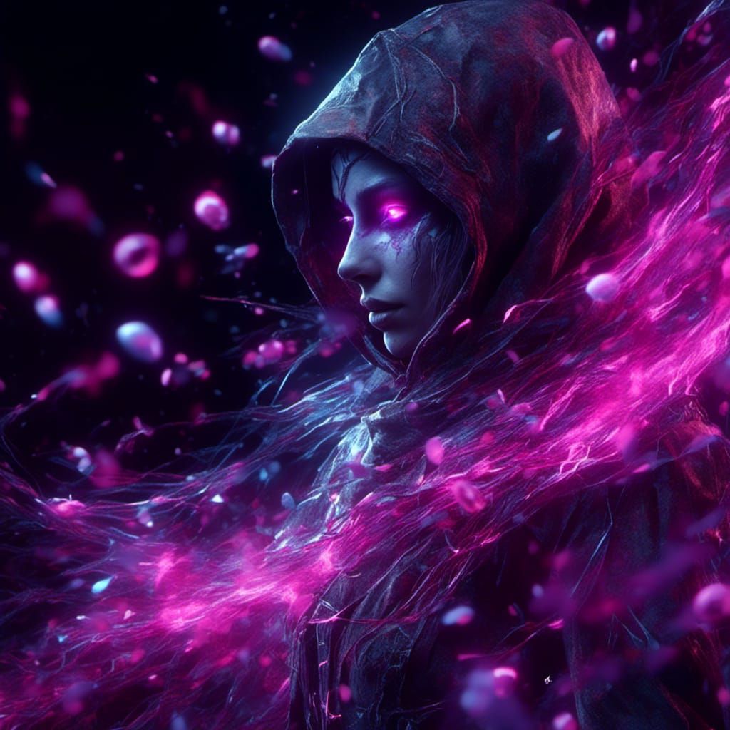 Bioluminescent Elf Portrait in Macabre Style