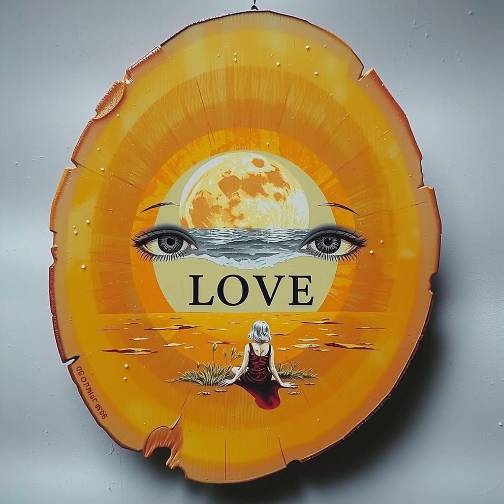 A Melancholic Woman Lost in Thought on a Moonlit Beach