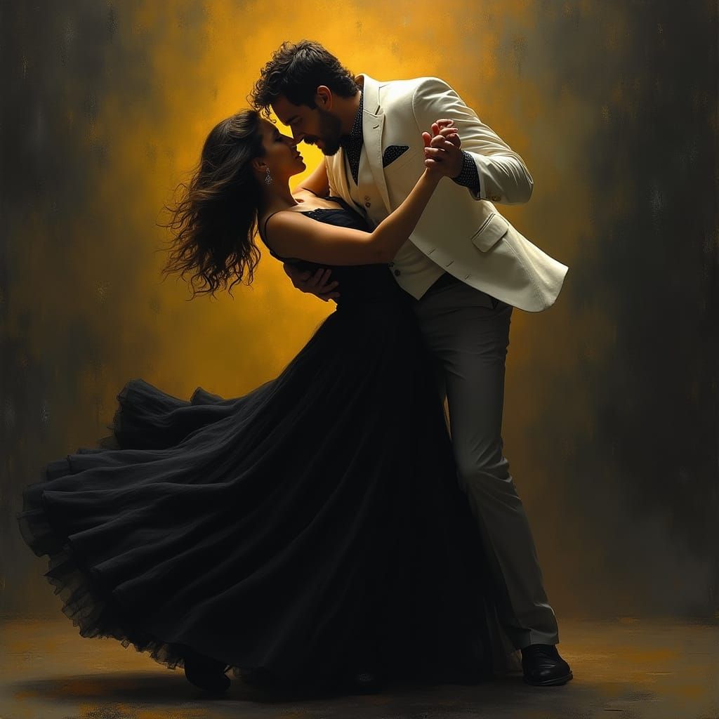 Passionate Dance in Expressive Art Style