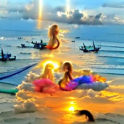 Thai Sunset Mermaids in Ethereal Style