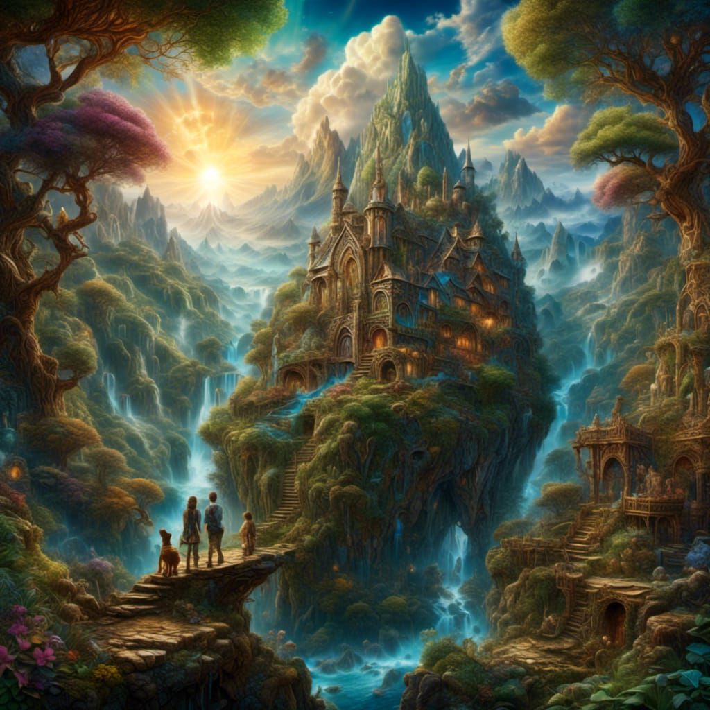 Vibrant Portrait of Person and Dog in Detailed Painting