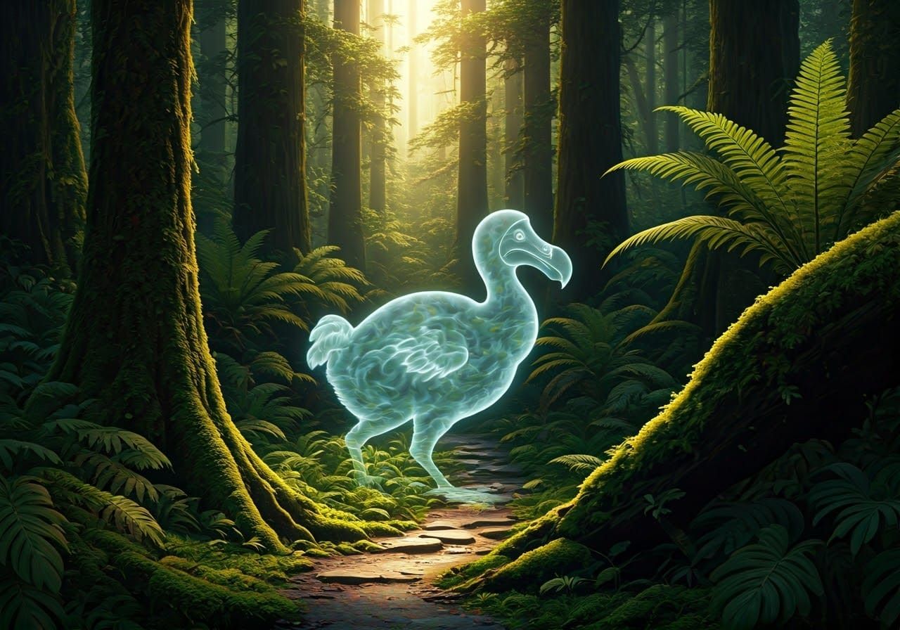 Ethereal Dodo Soul Amidst Tropical Rainforest