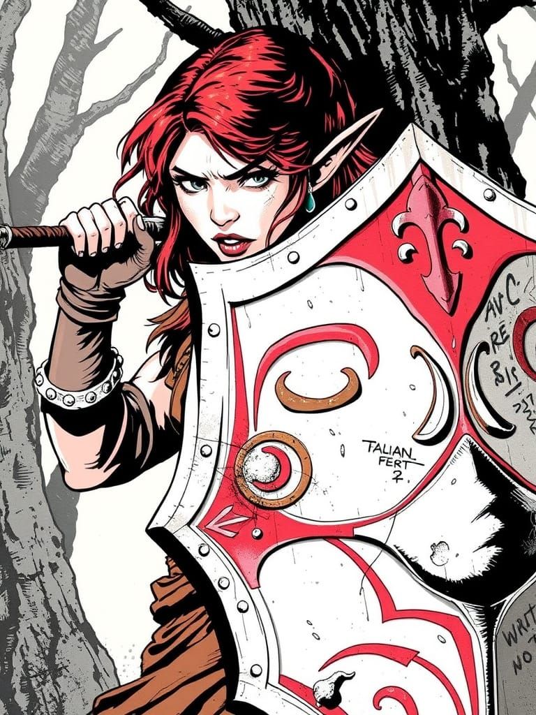 Latina Elf Warrior Defends Herself in Epic Comic Book Art