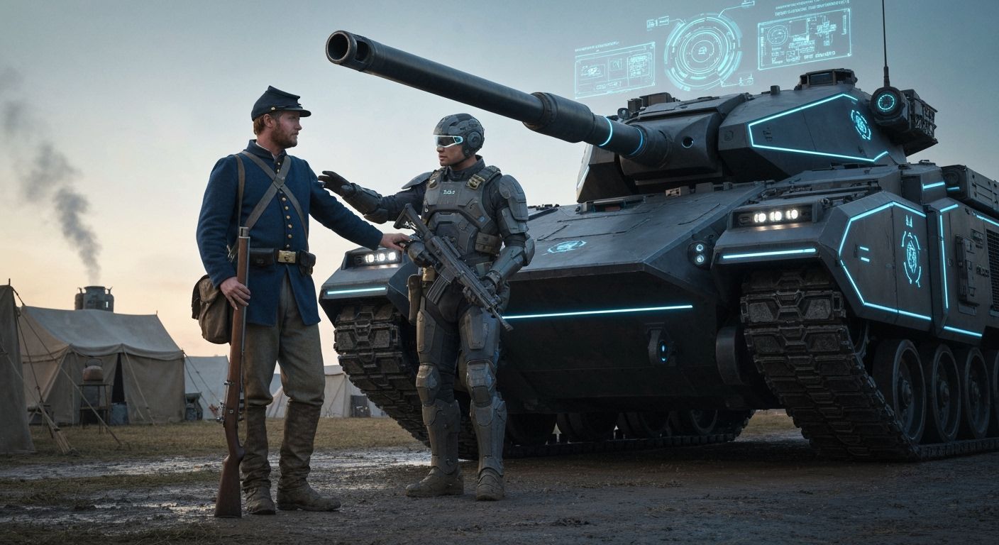 Union Soldier Meets Future Tank and Soldier