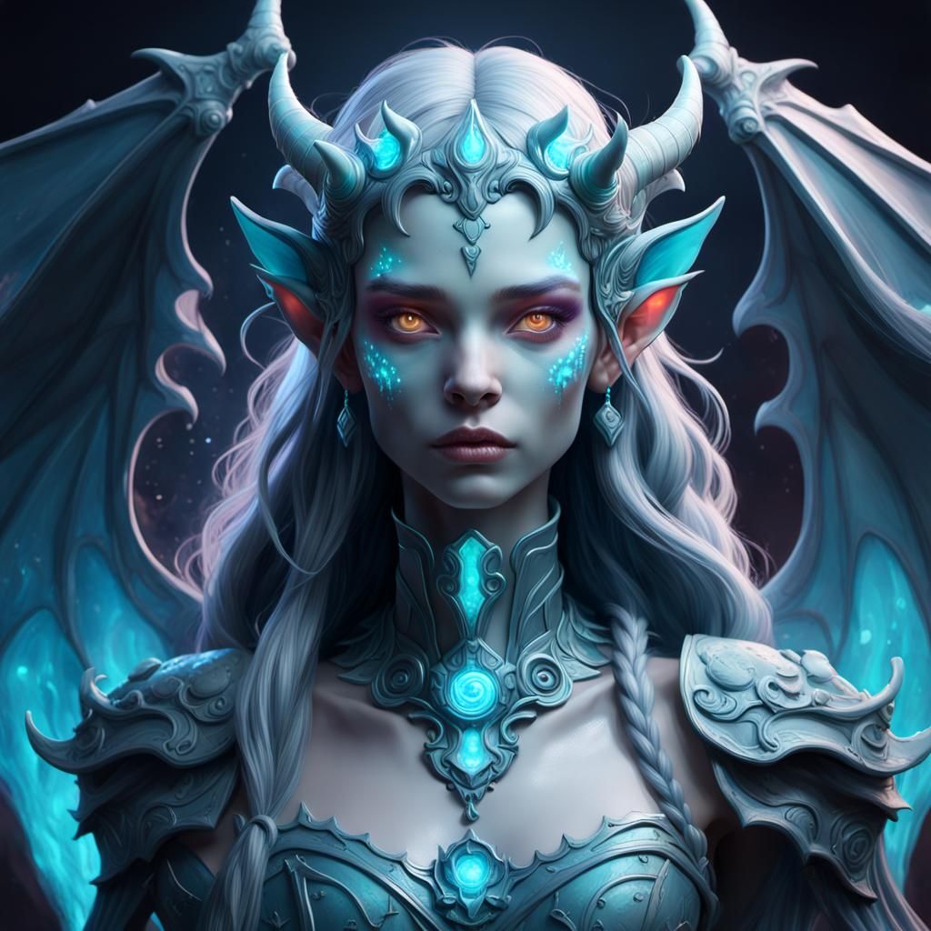 Bioluminescent Porcelain Gargoyle Princess Portrait