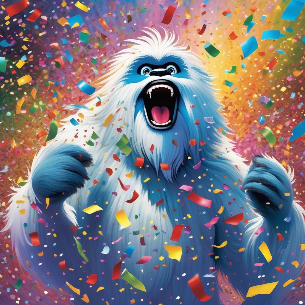 Yeti's Confetti Surprise: A Whimsical Celebration