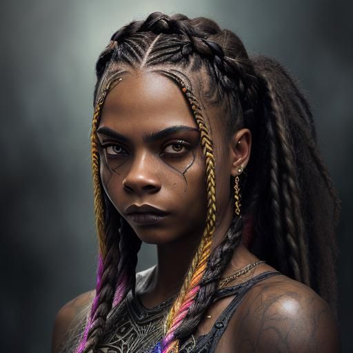 African-American Warrior in Gothic Noir Style