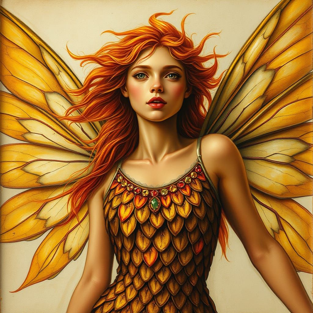 Summer Fairy Portrait in 15th Century Naturalist Style