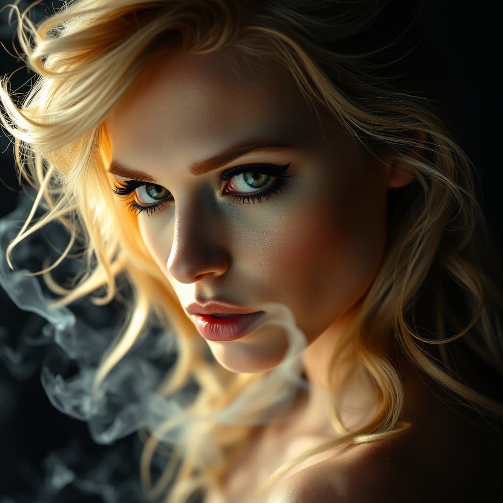 Striking Blonde Woman in Noir Style