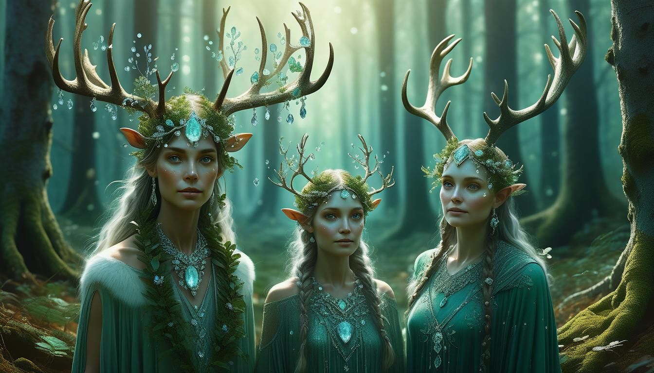 Dryad Family Portrait with Diamond Antlers