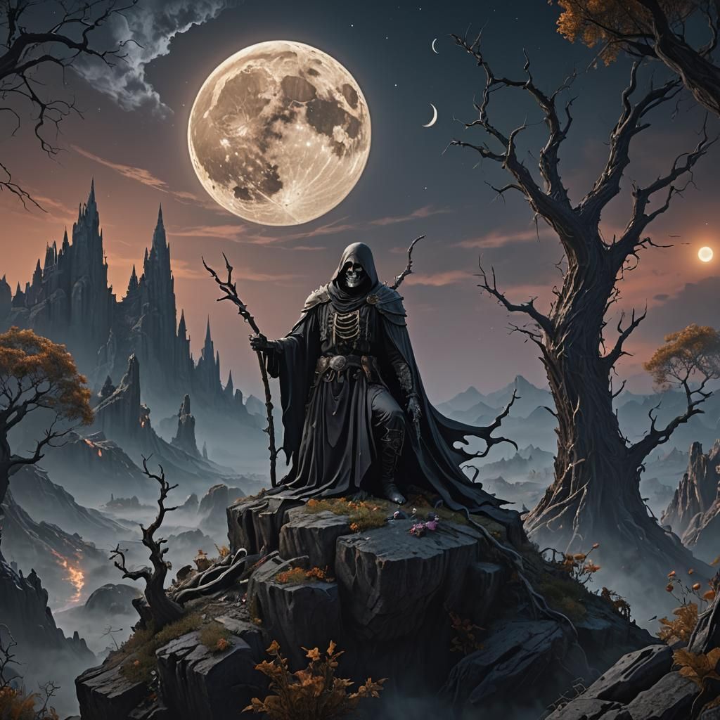 Death Reaching for the Moon: Detailed Matte Painting