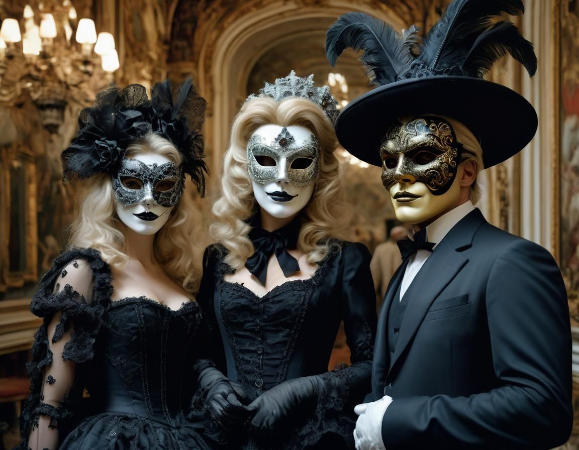 Friends in Venetian Masks: Photorealistic Halloween Costumes