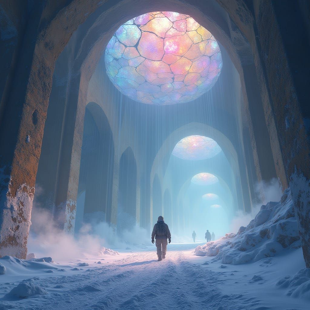 Snow Explorer in Crumbling Sanctum: Magical Realism