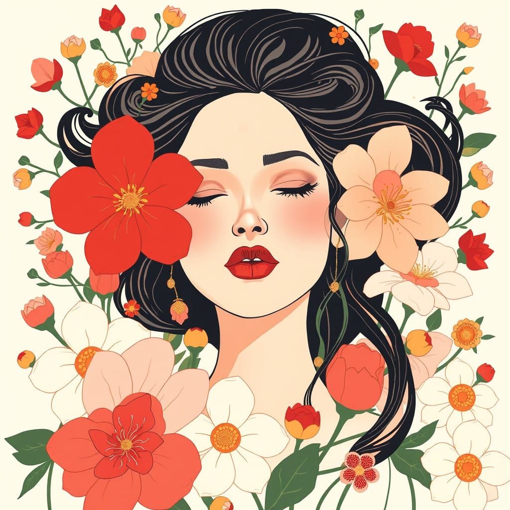 Goddess of Floral Beauty in Soft Pastel Hues