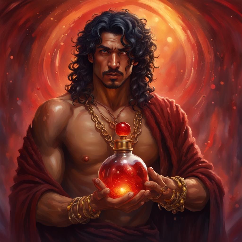 Romani Druid with Potion: Hyperrealistic Concept Art