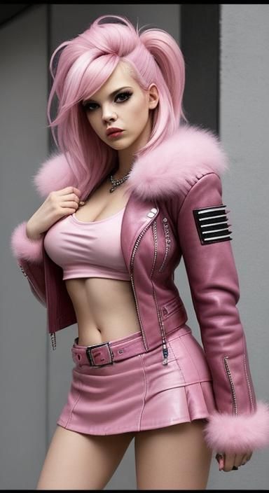 pink leather, pink fur
