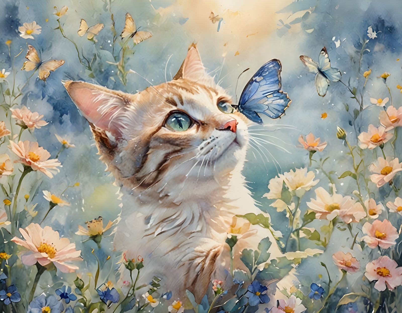 Cat Contemplates Butterfly