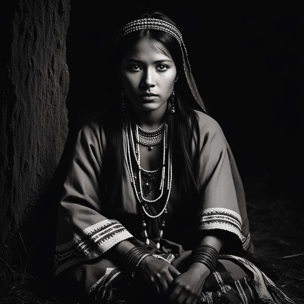 Native american beauty. Cherokee woman, traditional clothing