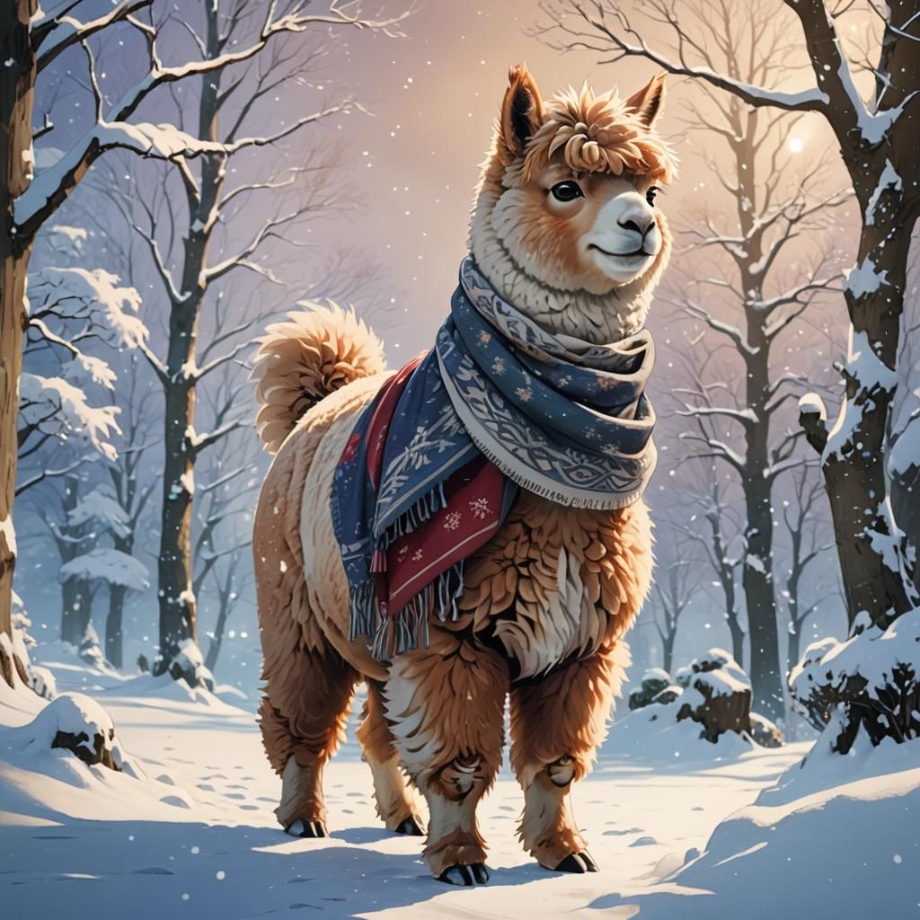 Alpaca in Winter Wonderland, Ghibli-esque Anime