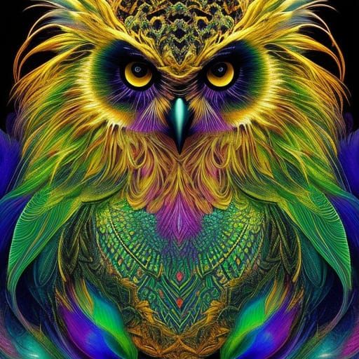 Iridescent Owl Mesh in Elaborate Fantasy Style