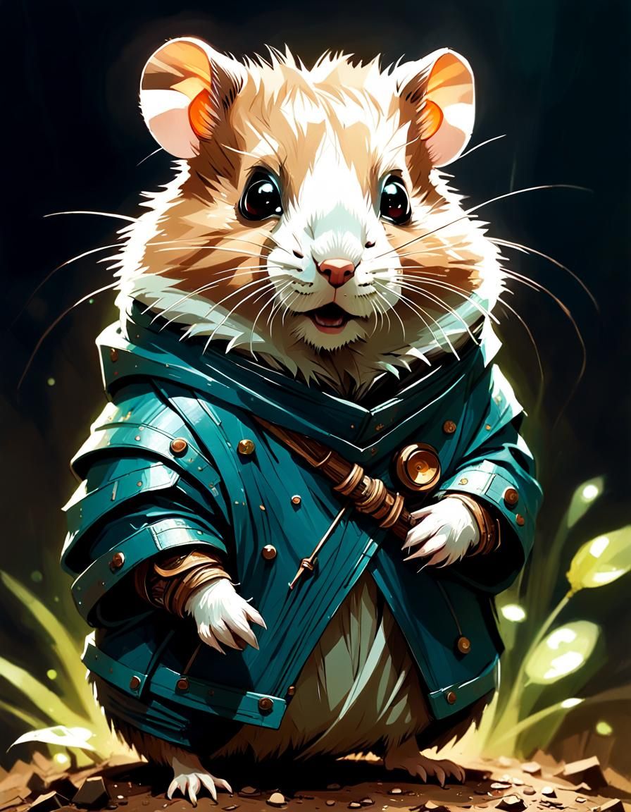 Adorable Hamster Mummy: Digital Art Illustration