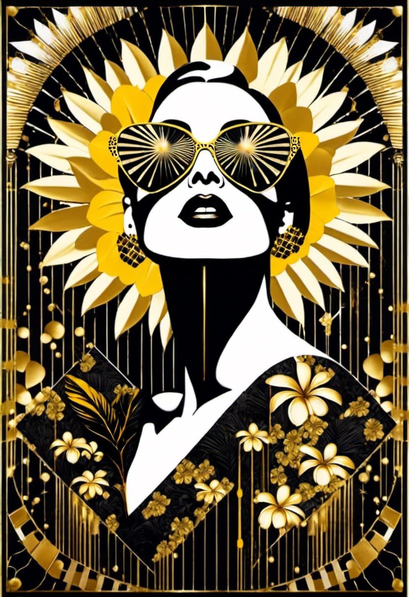 Art Deco Tattoo Singer in Geometric Bauhaus Style