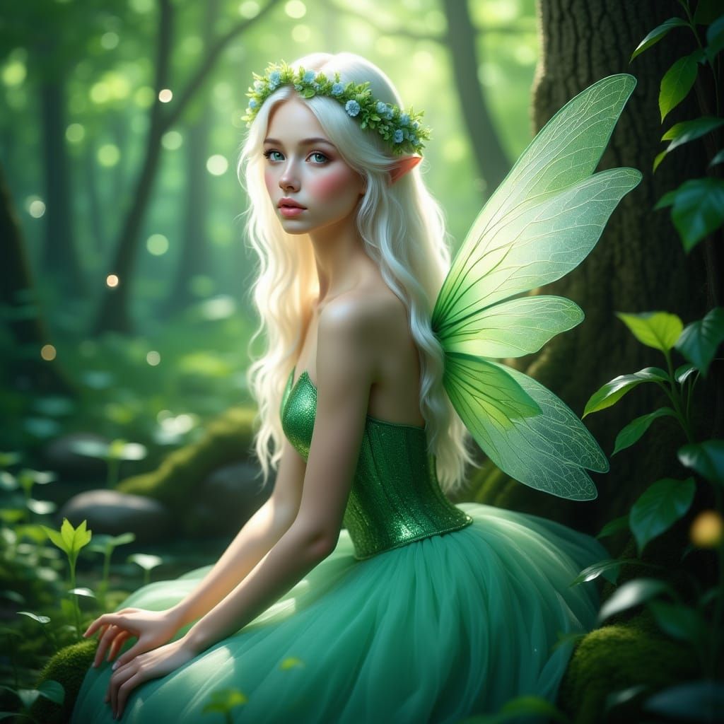 Forest Fairy with Tulle Dress and Dragonfly Wings