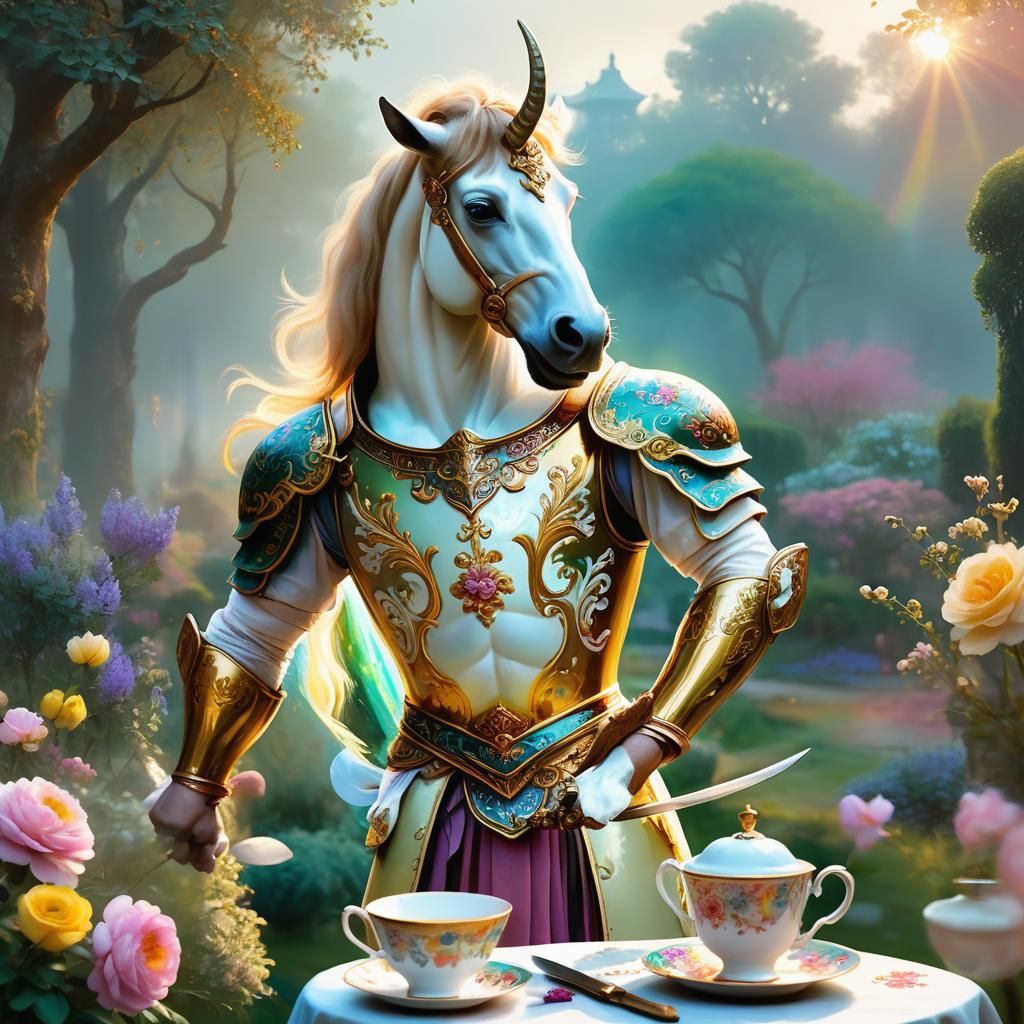 Heroic Centaur Wielding Sword in Oil Painting