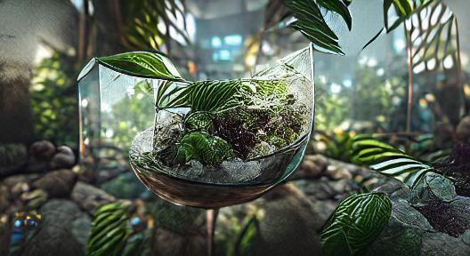 Lush Jungle Ecosystem Inside Glass Terrarium