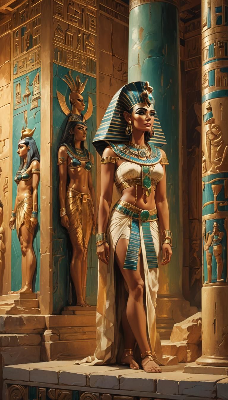 Egyptian Queen in Thebes, Frazetta-Inspired Digital Art