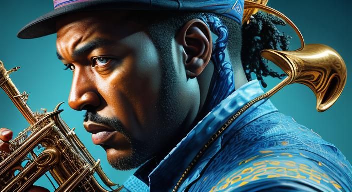 Jazz & Blues: Colorful Splash Art Portrait